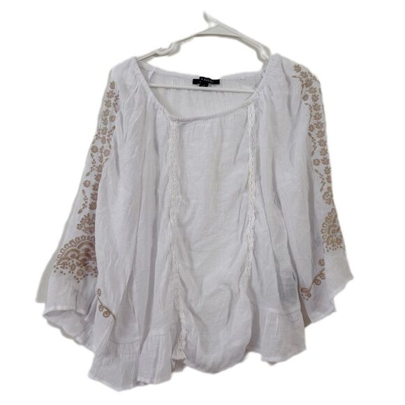 Zac & Rachel White Ruffled Relaxed Blouse - Picture 1 of 5